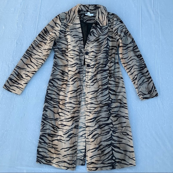 Vintage Lucent Y2K Tiger Print Stripe Fur Jacket - Picture 4 of 10